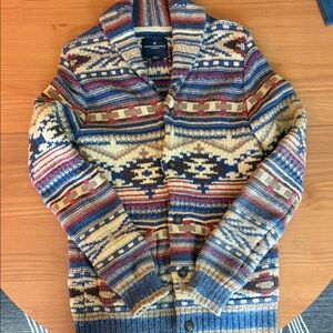 Southwest American Eagle Patterned Men's Cardigan Sweater